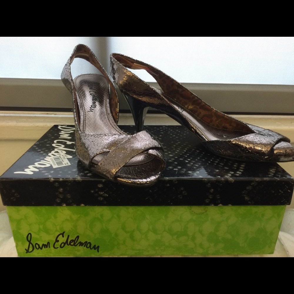 Sam Edelman metallic kitten heel slingback - Picture 2 of 6